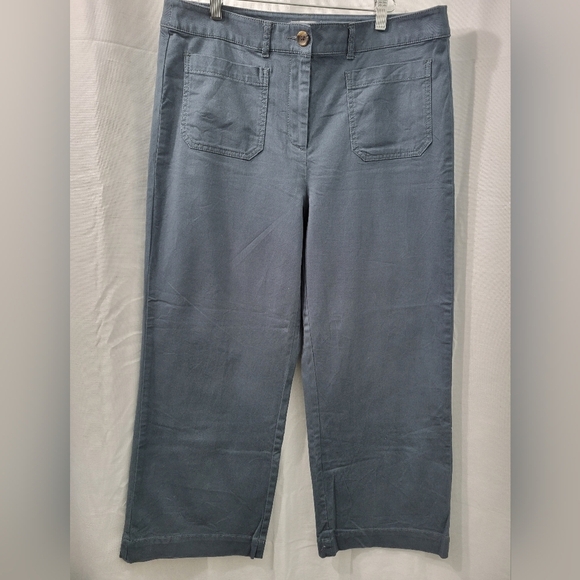 LOFT Women's High Rise Slim wide Leg Crop tylish Gray Pants New Size 12 - Picture 2 of 12